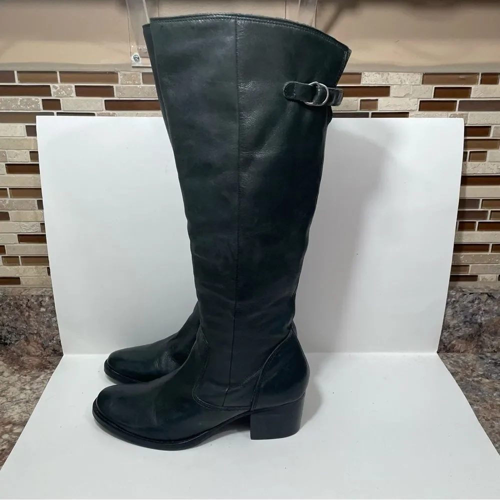 Matisse Black Leather Tall Heeled Riding Boots